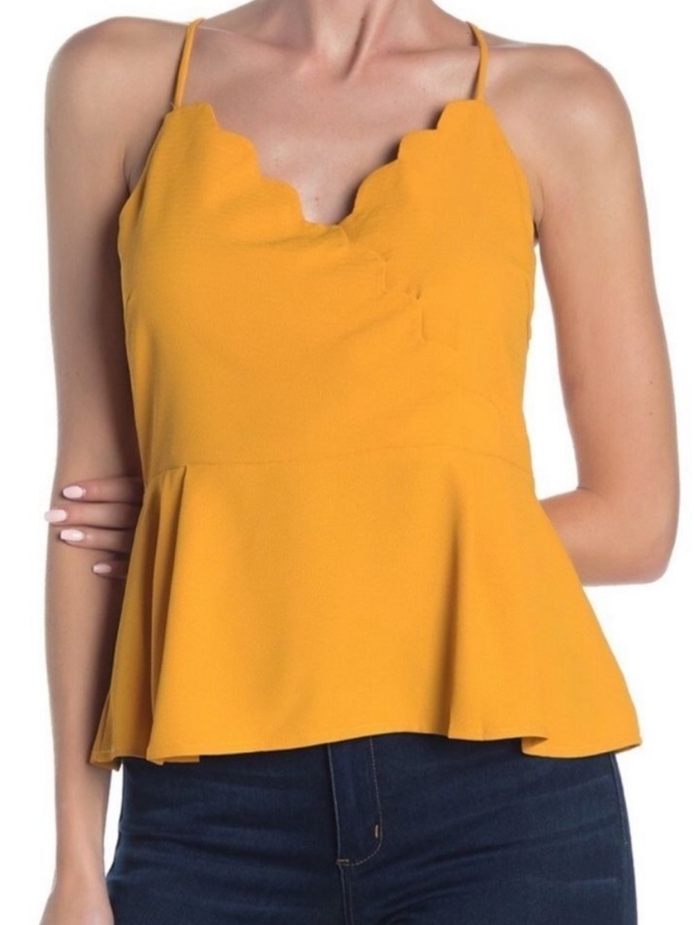 Elodie Scalloped Wrap Peplum Cami Tank NWT